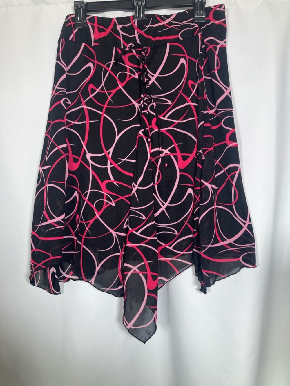 VTG Judy Knapp California Y2K Pink Abstract Swirl Midi Skirt Size L Fairy Grunge